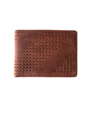 Gus Leather Diagonal Perforated Bifold Wallet - Brown