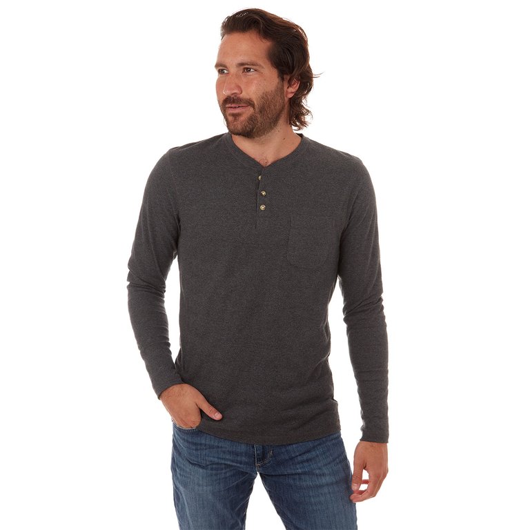 Harper Long Sleeve Henley - Charcoal Heather - Charcoal Heather