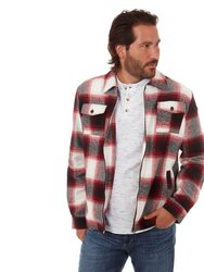 Hendrix Plaid Zip Up Shacket - Red