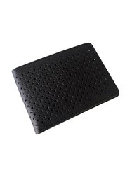 Kyle Leather Perforated Bifold Wallet - Black