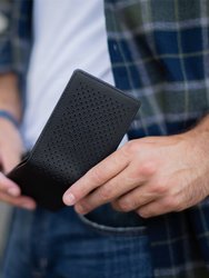 Kyle Leather Perforated Bifold Wallet - Black