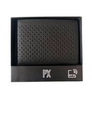 Kyle Leather Perforated Bifold Wallet - Black