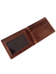 Kyle Leather Perforated Bifold Wallet - Brown