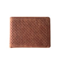 Kyle Leather Perforated Bifold Wallet - Brown - Brown