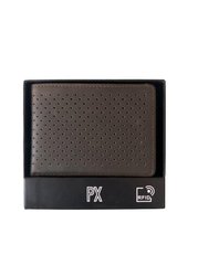 Kyle Leather Perforated Bifold Wallet - Charcoal
