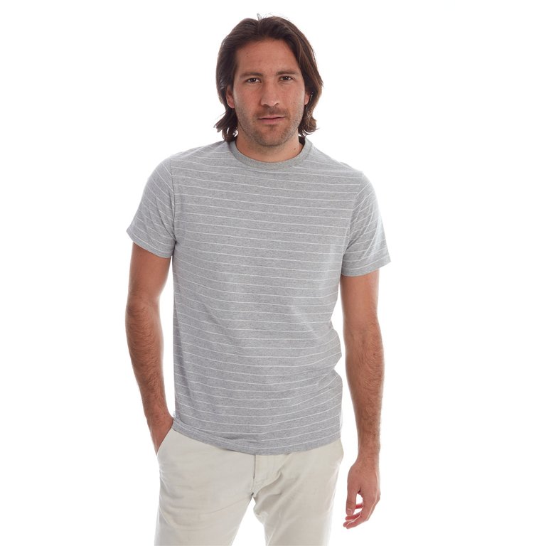 Nate Jacquard Striped Tee - Grey Heather