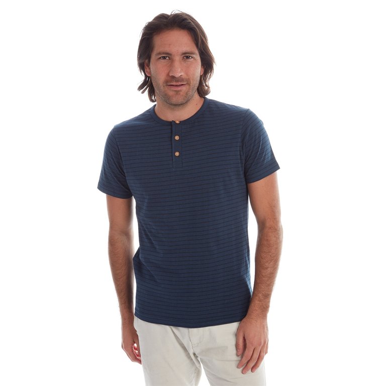 Rafael Striped Henley - Navy