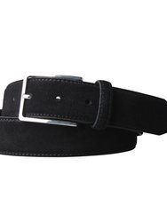 Remy Suede Leather 3.5 CM Belt - Black - Black