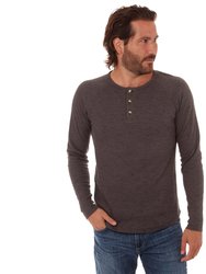 Sean Long Sleeve Henley T-Shirt - Charcoal - Charcoal