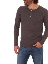 Sean Long Sleeve Henley T-Shirt - Charcoal