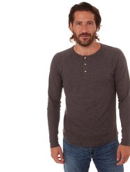 Sean Long Sleeve Henley T-Shirt - Charcoal