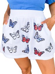 Butterfly Sweater Skirt In White - White