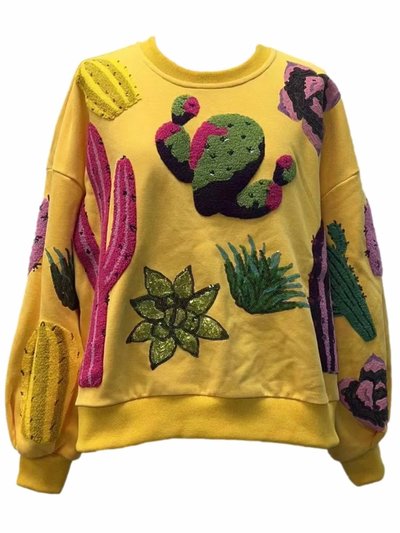 QUEEN OF SPARKLES Cactus Sweatshirt In Yellow product