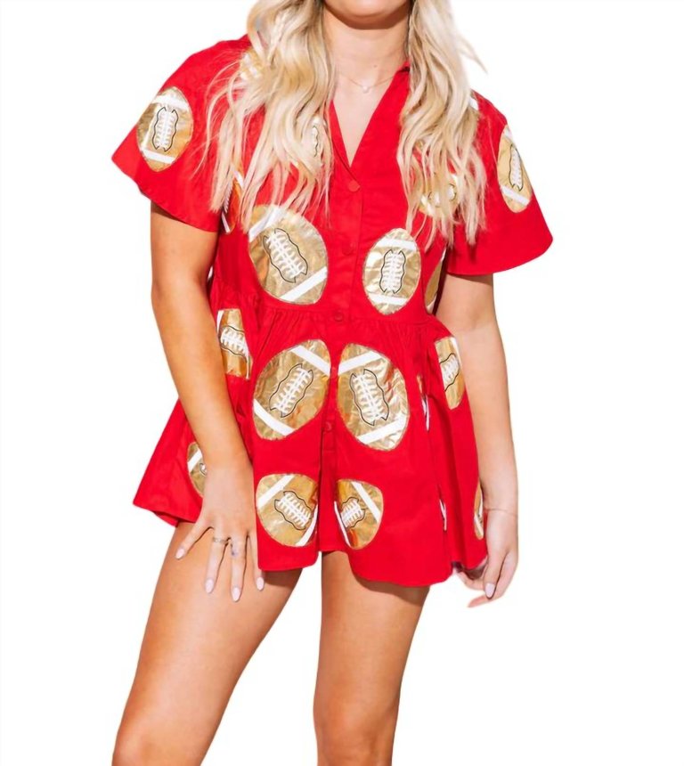 Football Romper - Red & Gold