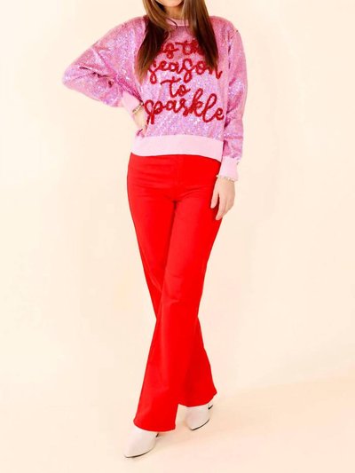 QUEEN OF SPARKLES Full Sequin 'tis The Season To Sparkle Sweater In Pink product