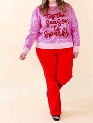 Full Sequin 'tis The Season To Sparkle Sweater In Pink