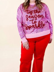 Full Sequin 'tis The Season To Sparkle Sweater In Pink