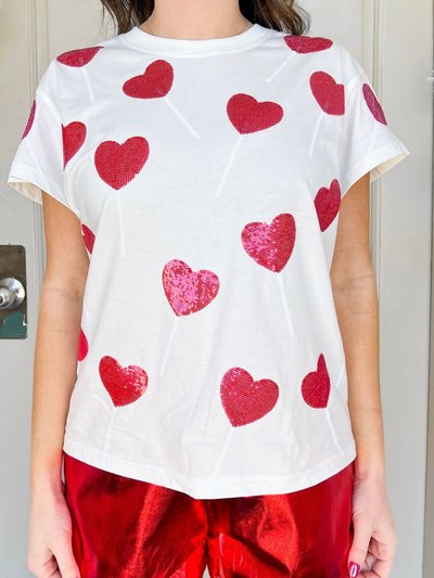 QUEEN OF SPARKLES Heart Lollipop Tee In White product