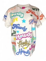 Howdy All Over Tee In White - White