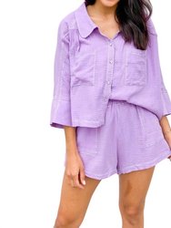 Rhinestone Shorts In Lavender - Lavender