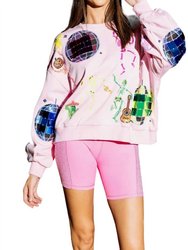 Skeleton Disco Party Sweatshirt - Pink
