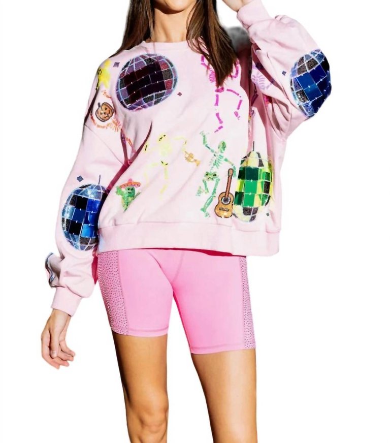 Skeleton Disco Party Sweatshirt - Pink