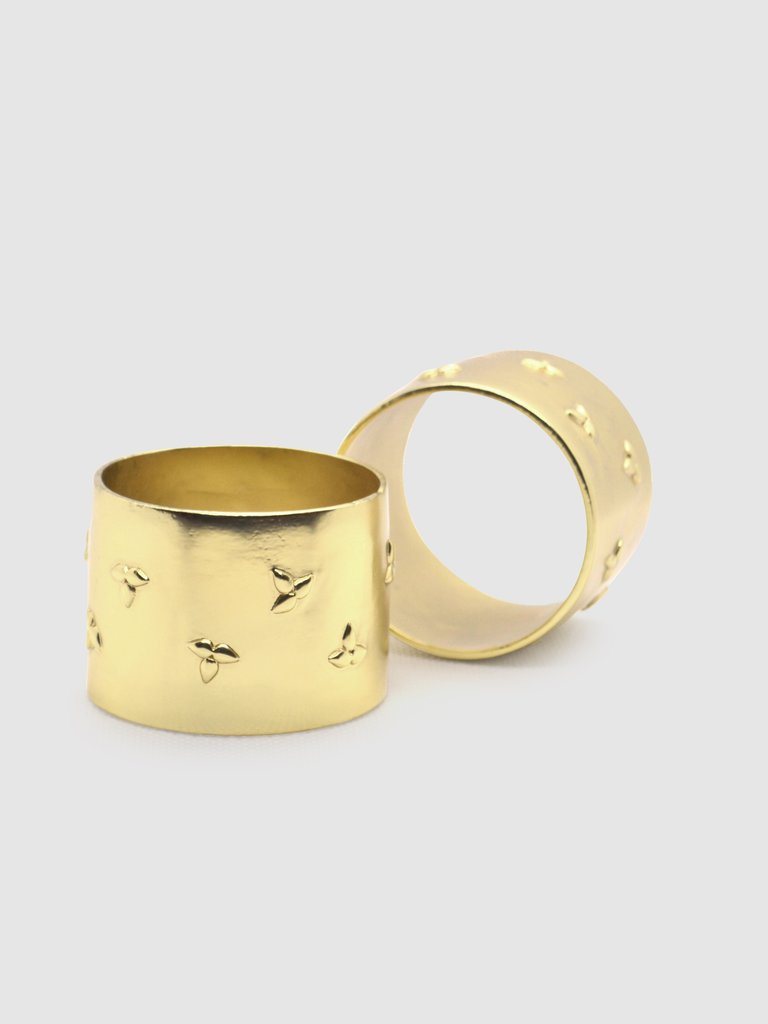 The Abigail Brass Napkin Ring Set - Gold