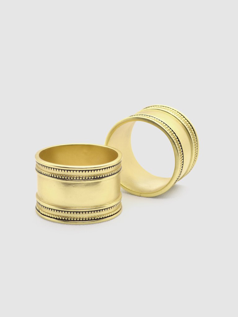 The Lillian Brass Napkin Ring Set - Gold