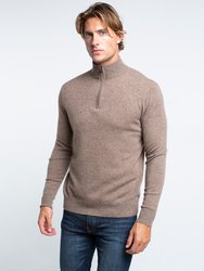 Bradley Cashmere Quarter Zip Sweatshirt - Tan