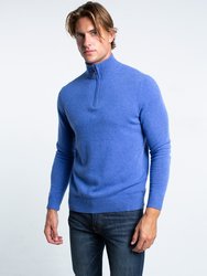 Bradley Cashmere Quarter Zip Sweatshirt - Light Blue