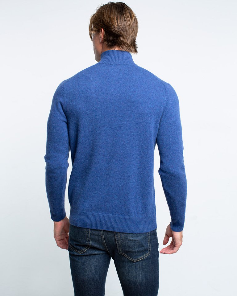 Bradley Cashmere Quarter Zip Sweatshirt - Dark Blue