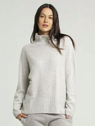 Cashmere High Low Mock Neck Sweater - Grey