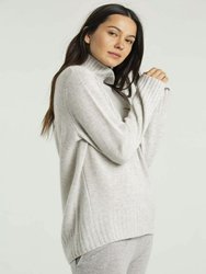 Cashmere High Low Mock Neck Sweater