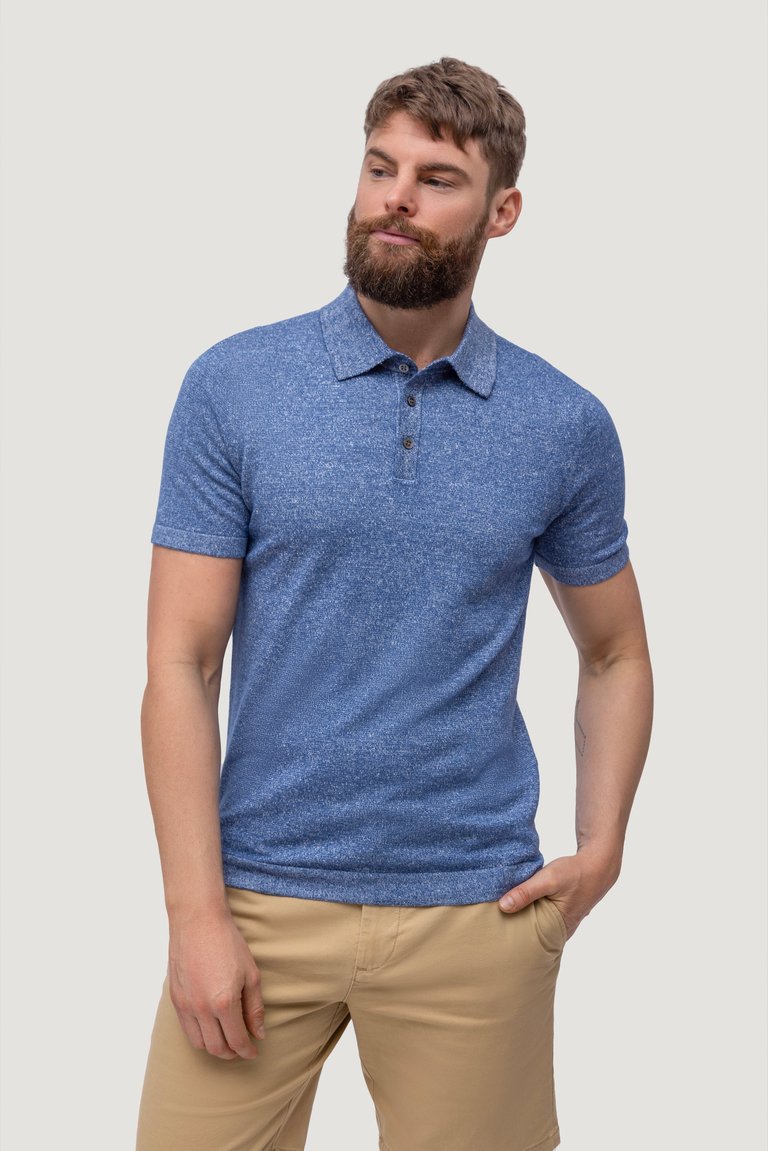 Cashmere & Linen Polo Shirt - Navy