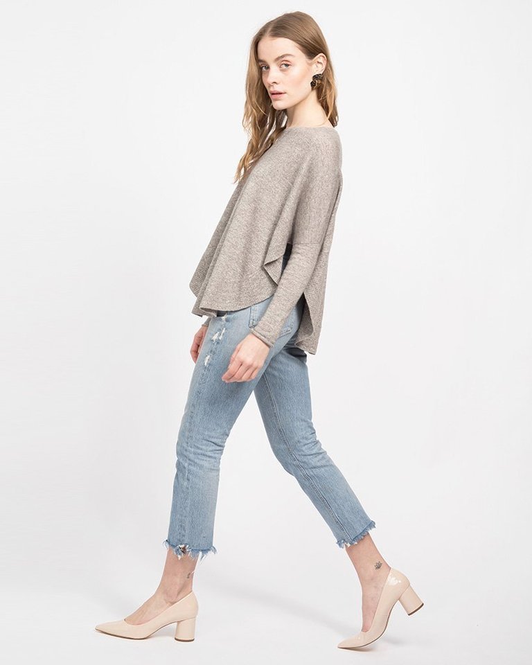 Cashmere Linen Scoop Hem Sweater