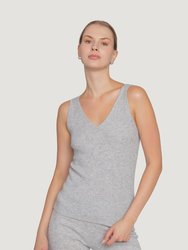 Cashmere Ribbed Tank - Grey