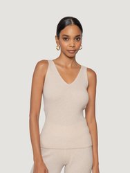 Cashmere Ribbed Tank - Beige
