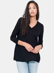 Claudia Cashmere Blend Trapeze Top - Black