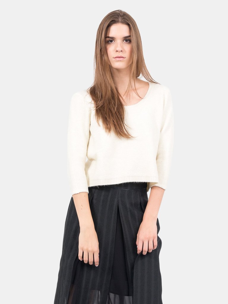 Elexis Cropped Pullover - Ivory