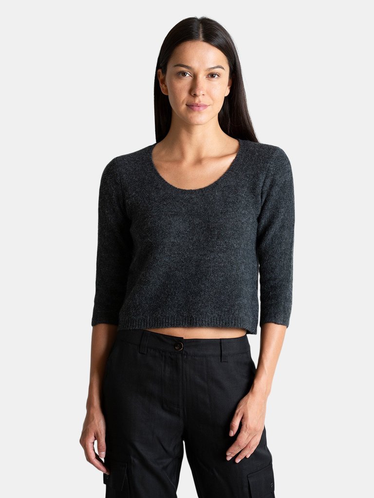 Elexis Cropped Pullover - Charcoal