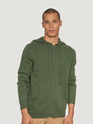 Full Zip Cashmere Hoodie - Army
