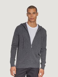 Full Zip Cashmere Hoodie - Charcoal Heather