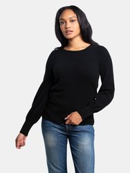 Kamala Cashmere Poet Sleeve Sweaters - Black