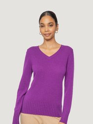 Kim Cashmere V-Neck Sweater - Violet