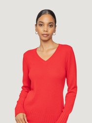 Kim Cashmere V-Neck Sweater - Red