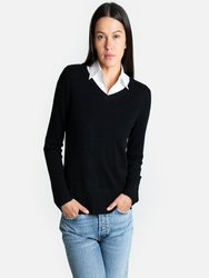Kim Cashmere V-Neck Sweater - Black