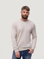 Men Cashmere & Linen Classic Crew Neck Sweatshirt - Oatmeal