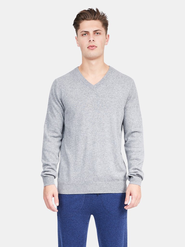 Oliver Cashmere V-Neck Sweater - Granite
