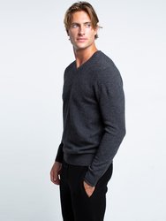 Oliver Cashmere V-Neck Sweater - Charcoal
