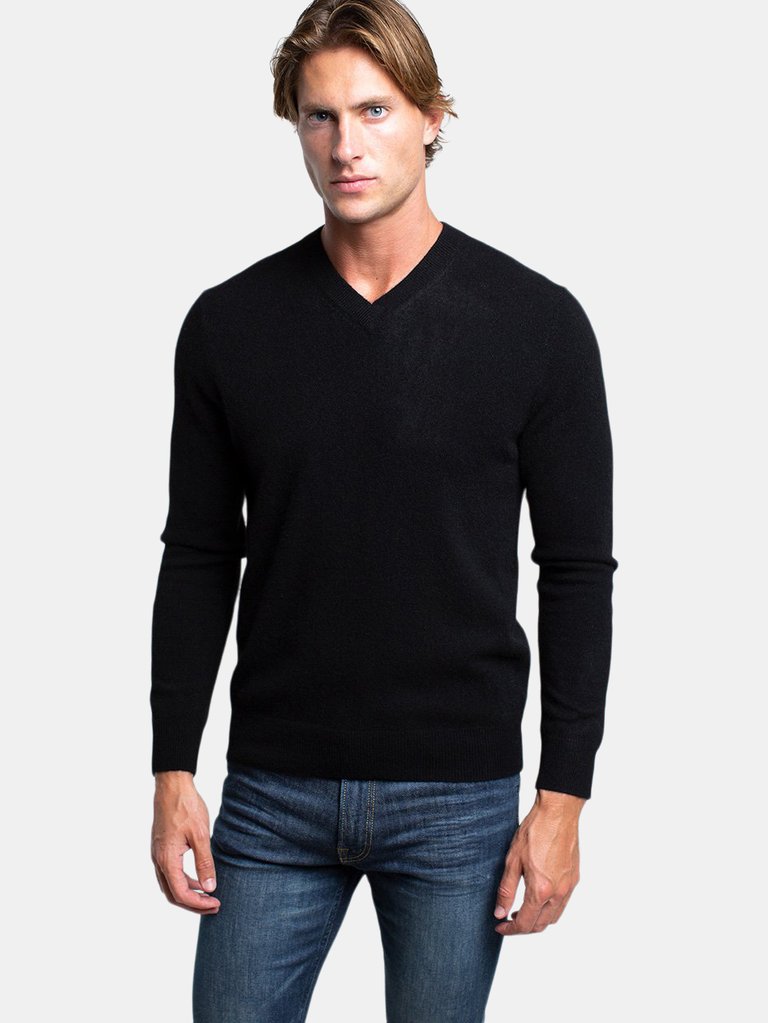 Oliver Cashmere V-Neck Sweater - Black